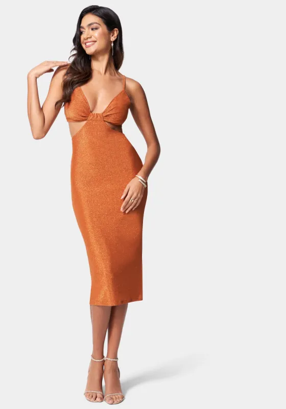 Side Cutout Lurex Knit Dress sold by Bebe