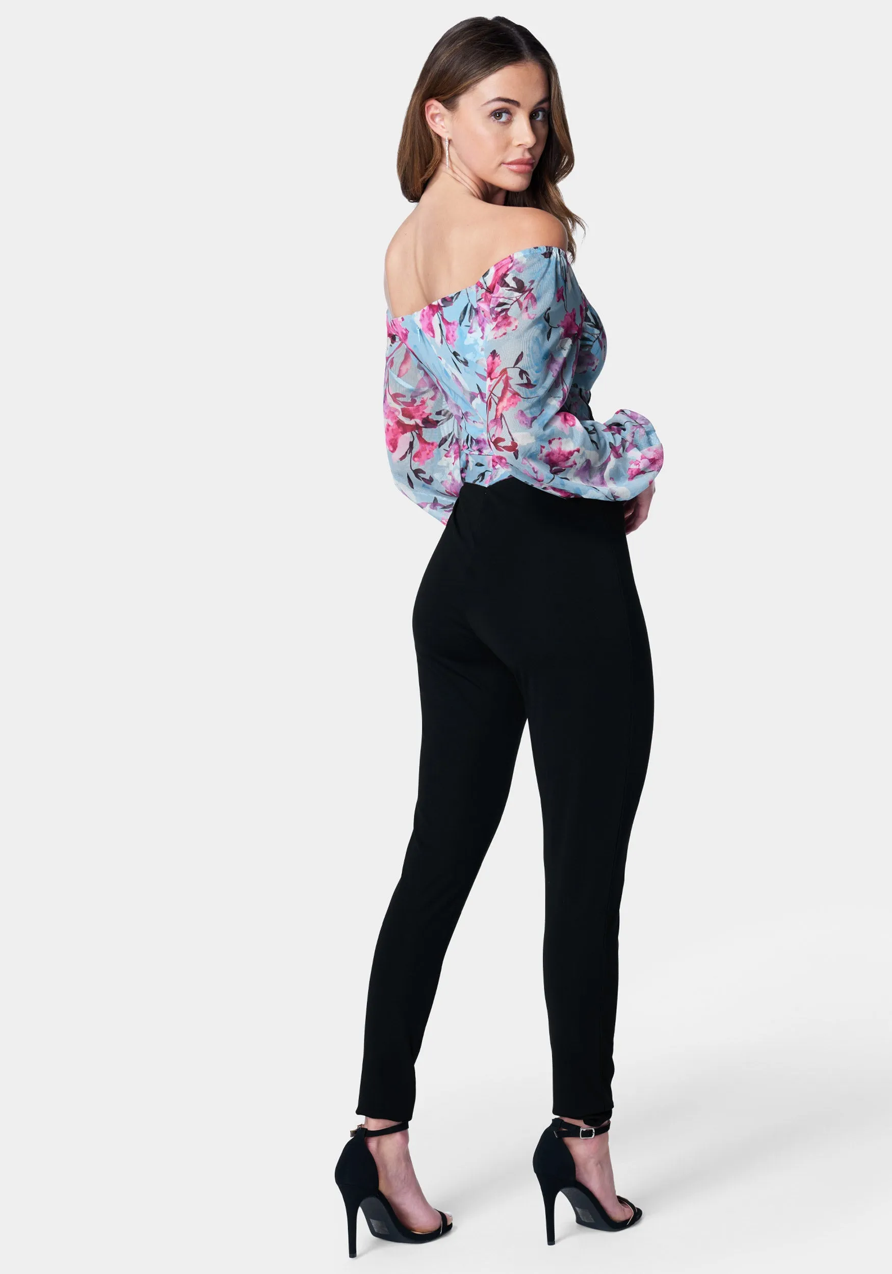 Printed Mesh Off Shoulder Catsuit sold by Bebe product image thumbnail 3