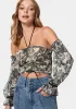 Cropped Puff Sleeve Cinched Blouse sold by Bebe