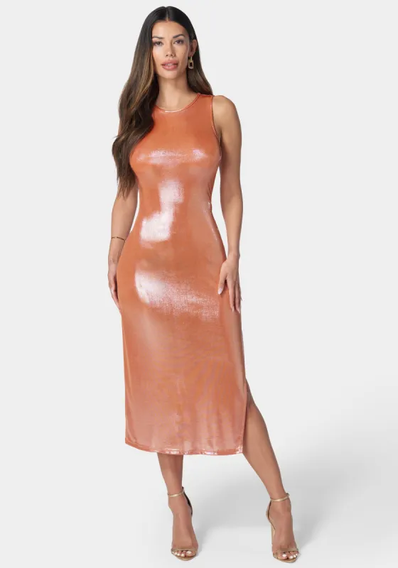 Foil Sleeveless Knit Midi Dress made by Jump