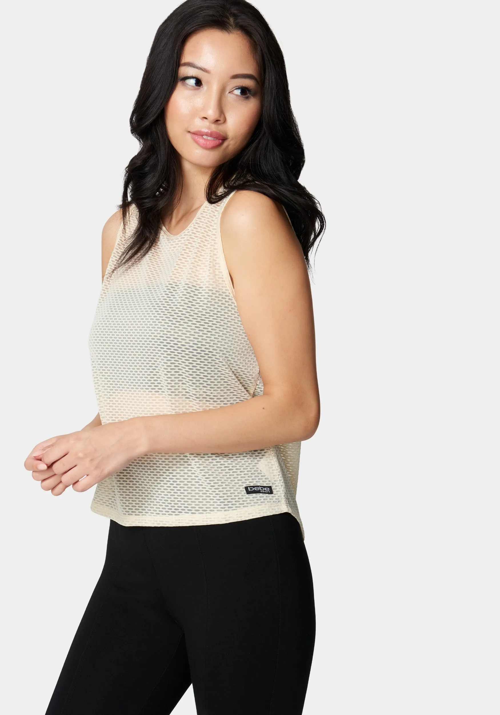 Bebe Logo Mesh Logo Tank sold by Bebe