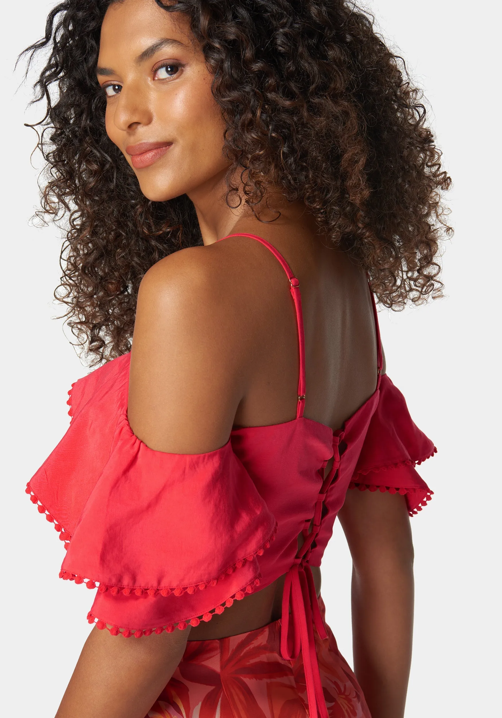 Tie Back Ruffle Trim Detail Top sold by Bebe product image thumbnail 4