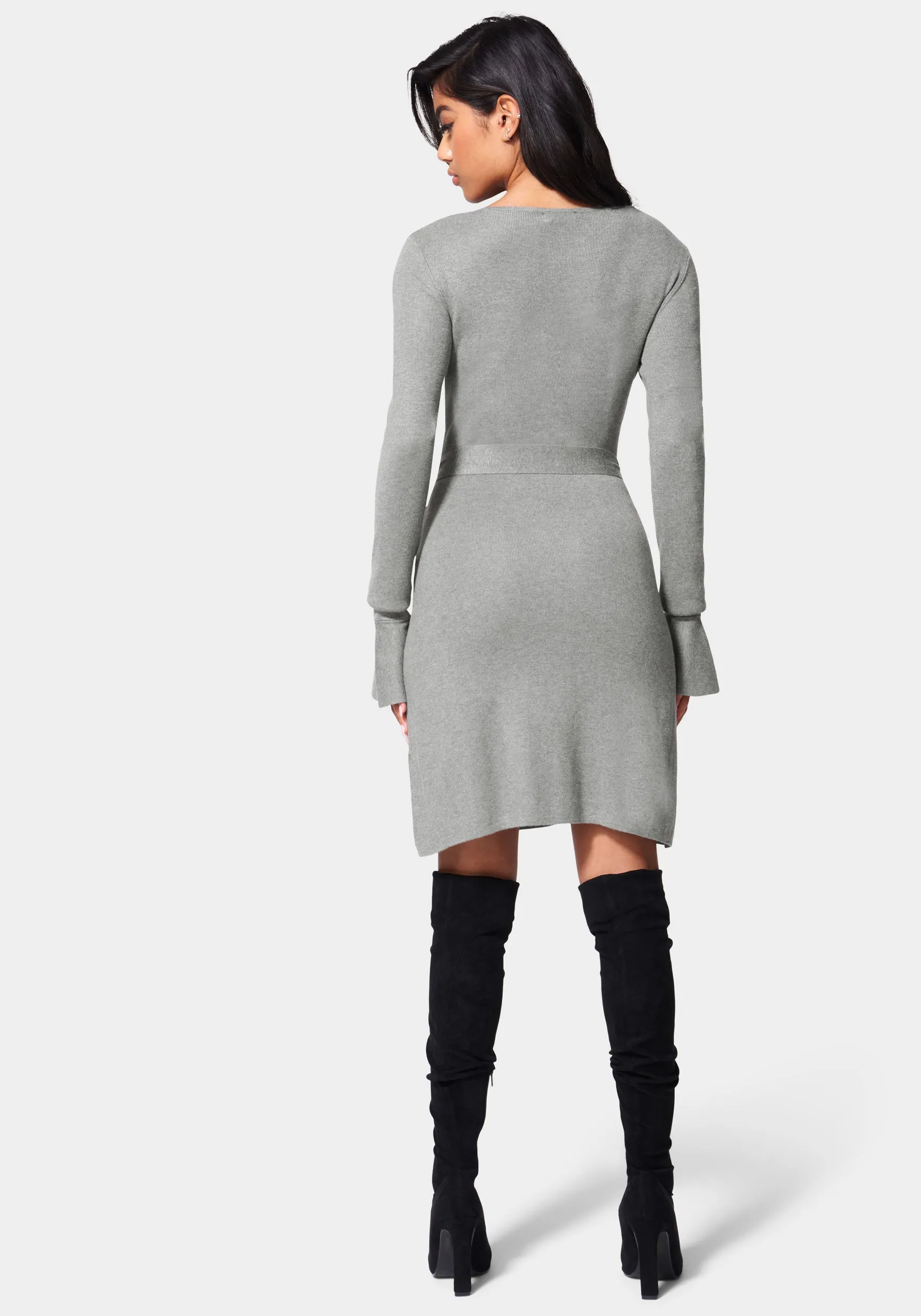 Bell Sleeve Belted Sweater Dress sold by Bebe product image thumbnail 3