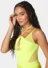 Mesh Combo Strappy Halter Bodysuit sold by Bebe