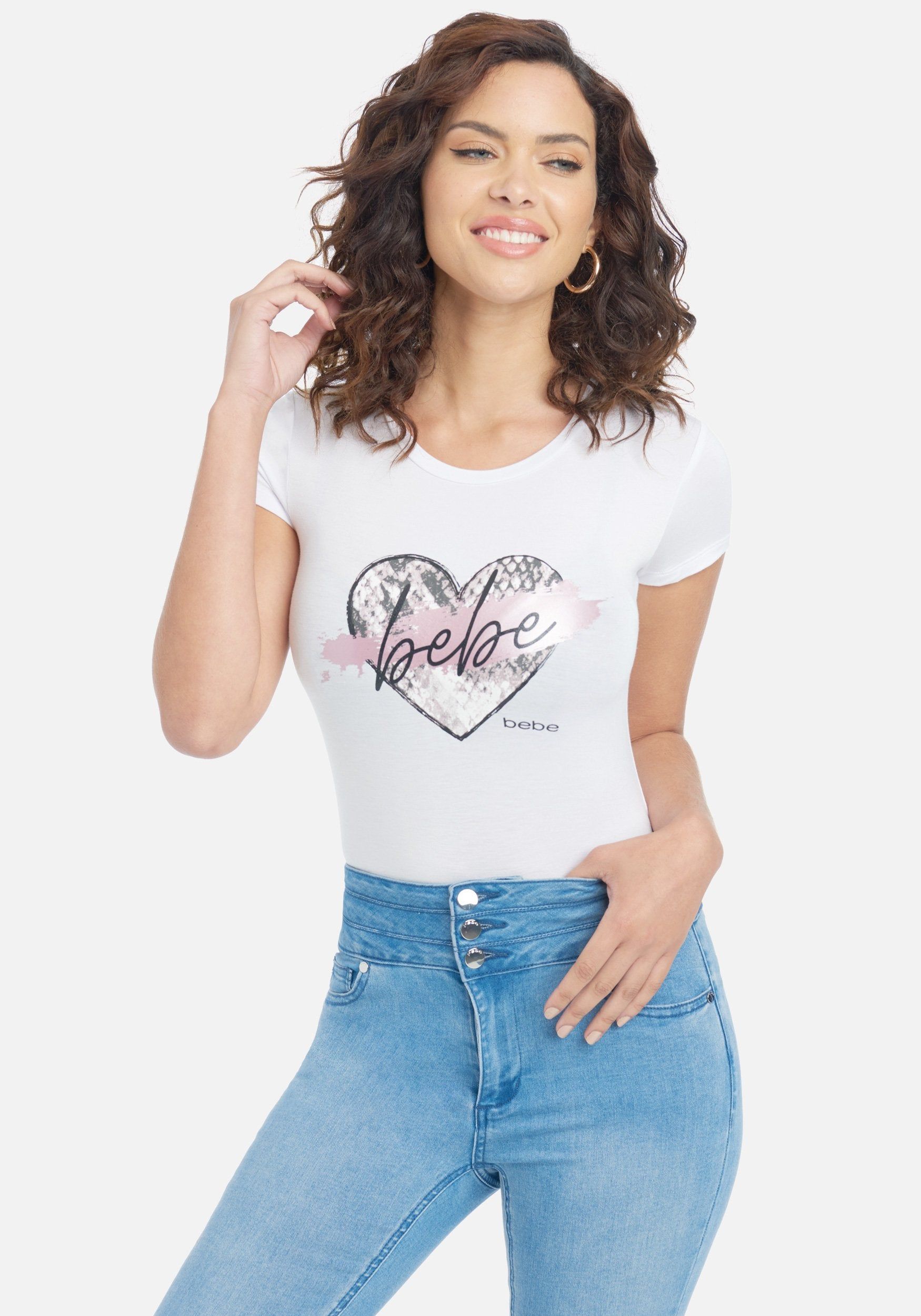 Bebe Logo Cursive Heart Tee sold by Bebe