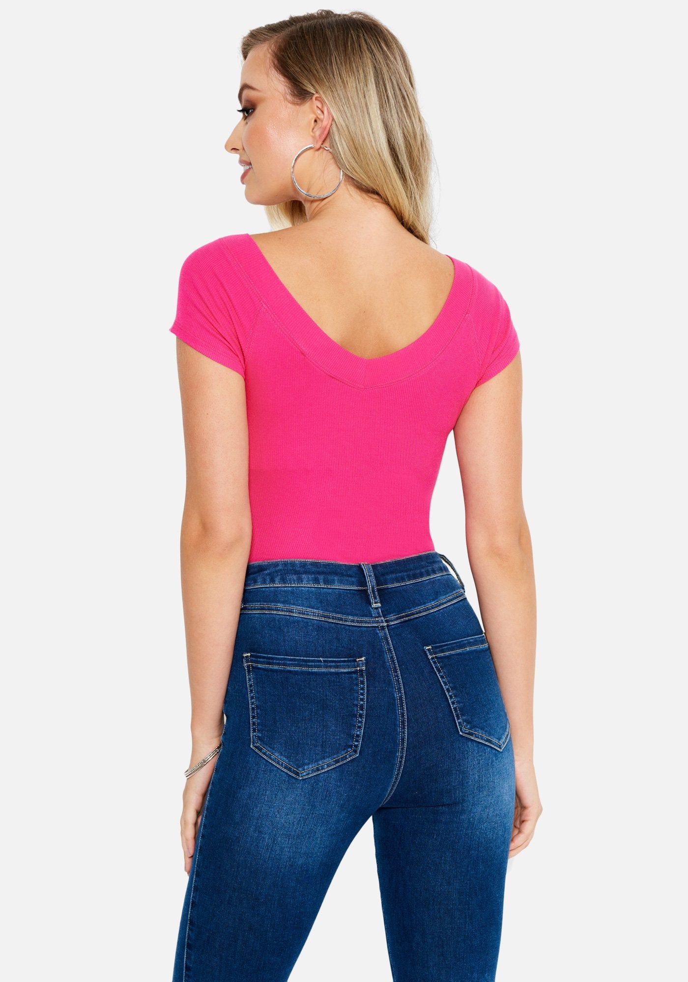 Crystal Logo Double V-Neck Short Sleeve Tee sold by Bebe product image thumbnail 3