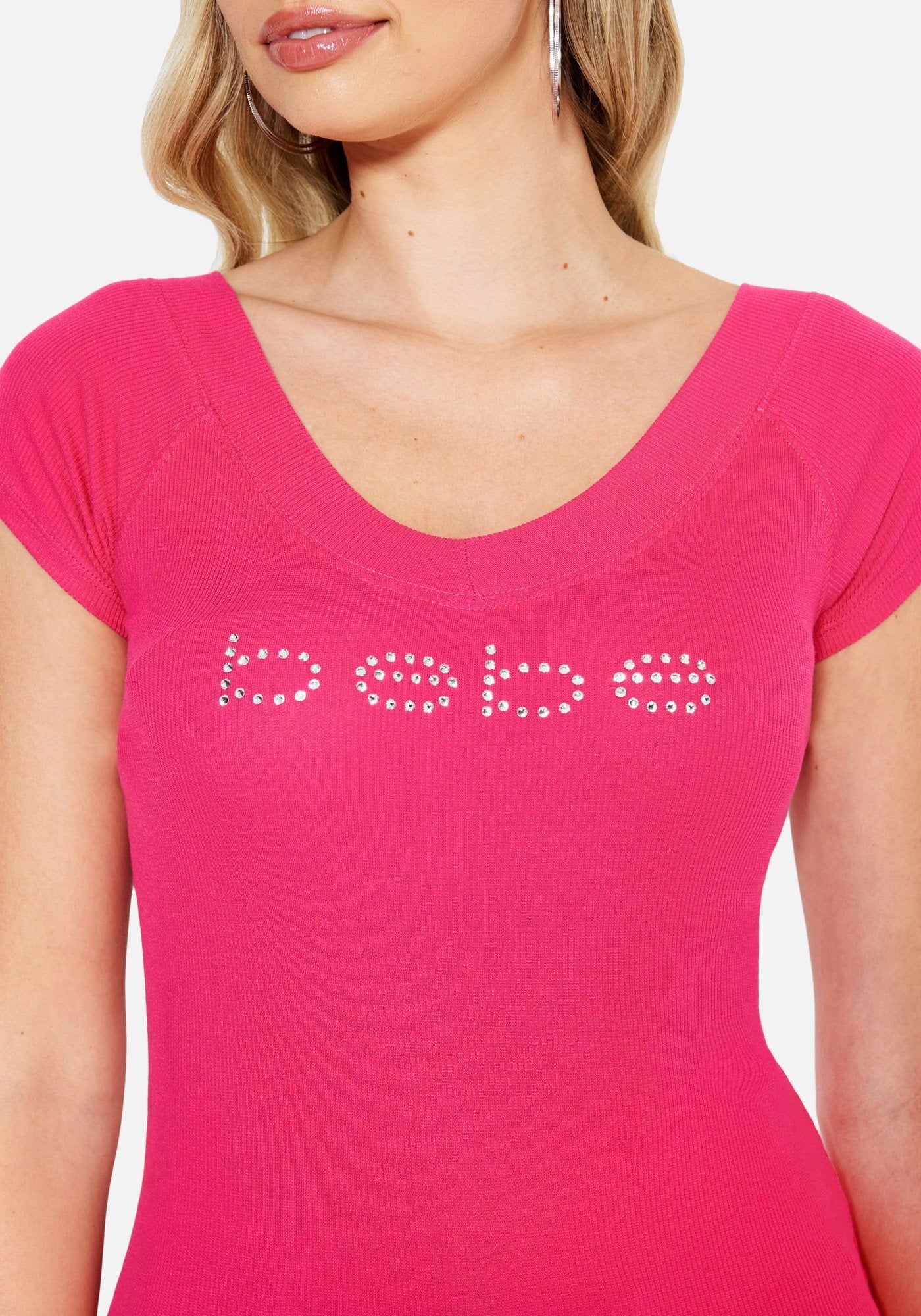 Crystal Logo Double V-Neck Short Sleeve Tee sold by Bebe product image thumbnail 4