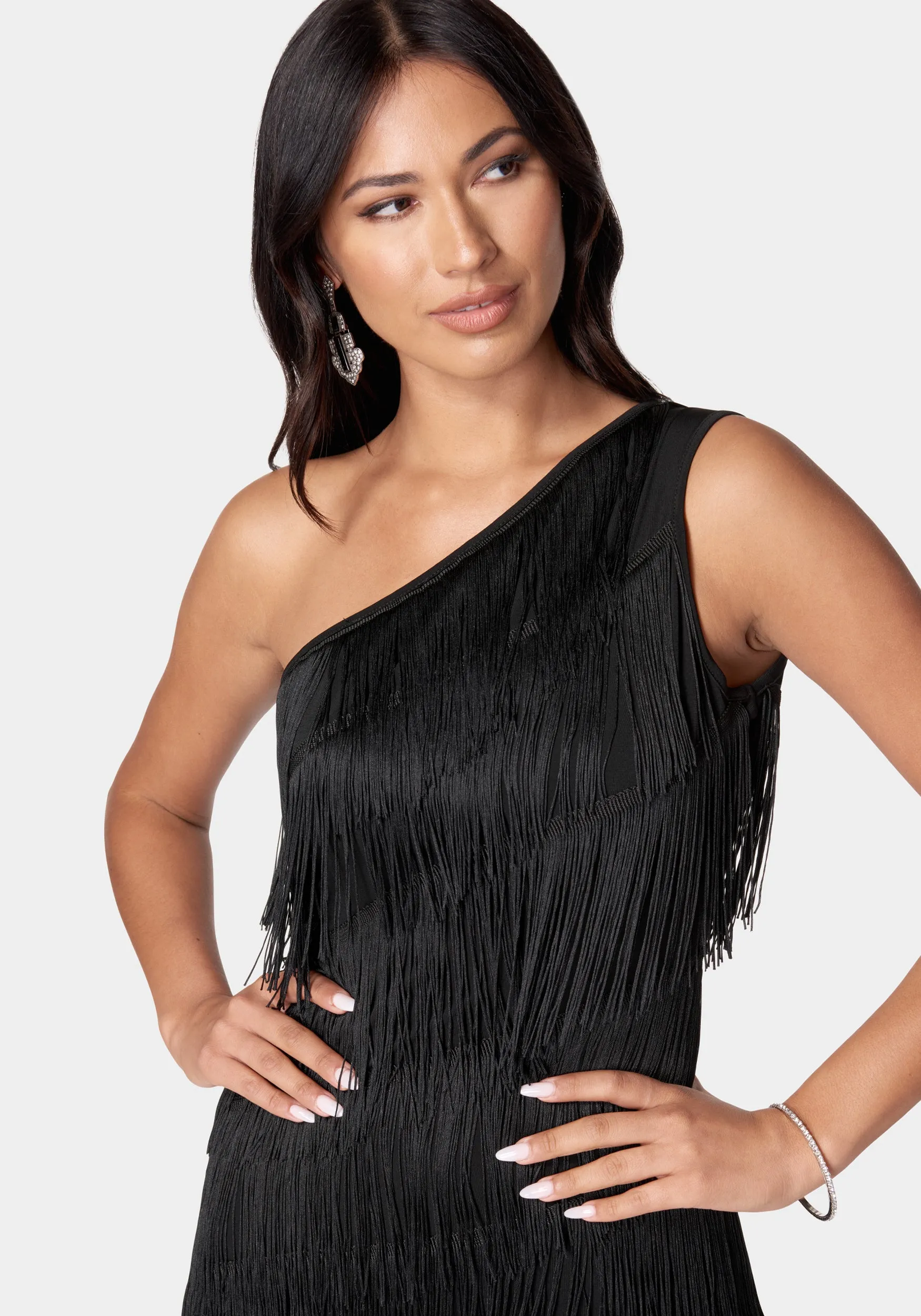 Asymmetrical Tiered Fringe Dress sold by Bebe product image thumbnail 4
