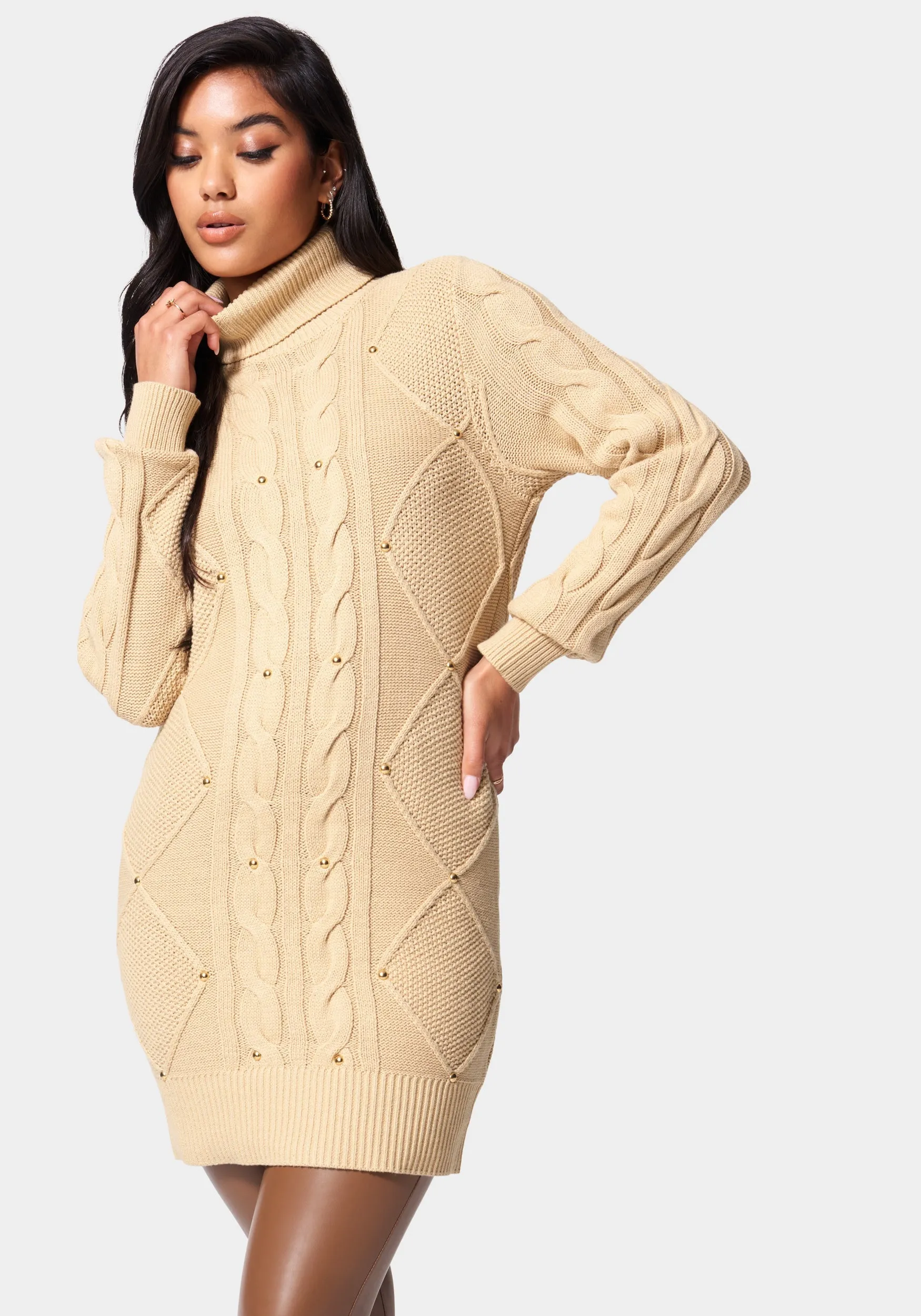 Stud Detail Tunic Sweater sold by Bebe