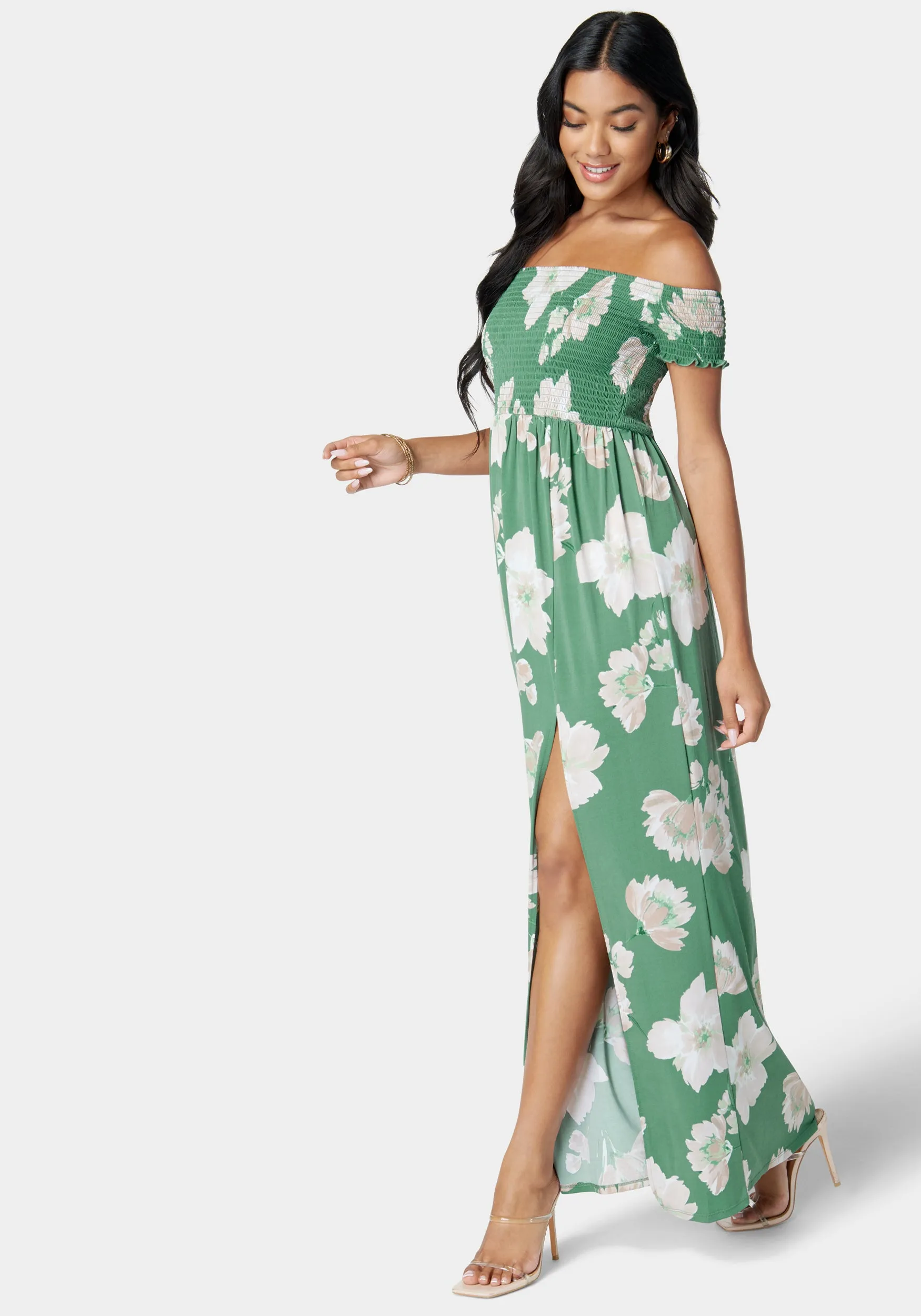 Off Shoulder Slit Maxi Dress sold by Bebe product image thumbnail 2