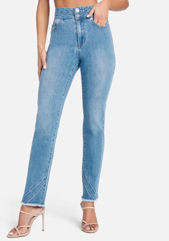 High Waist Seam Detail Slim Leg Jeans sold by Bebe