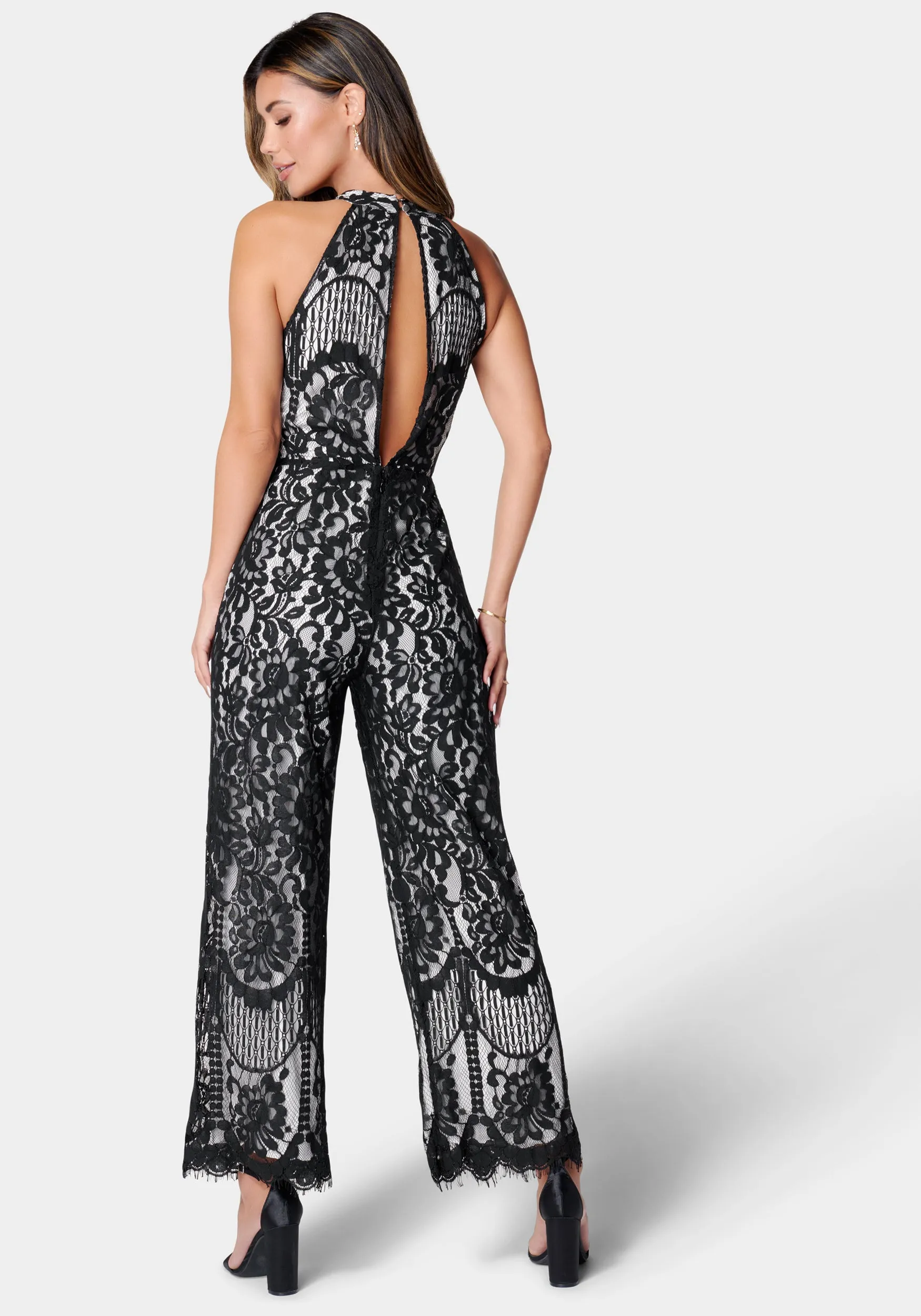 Halter Neck Lace Jumpsuit sold by Bebe product image thumbnail 3