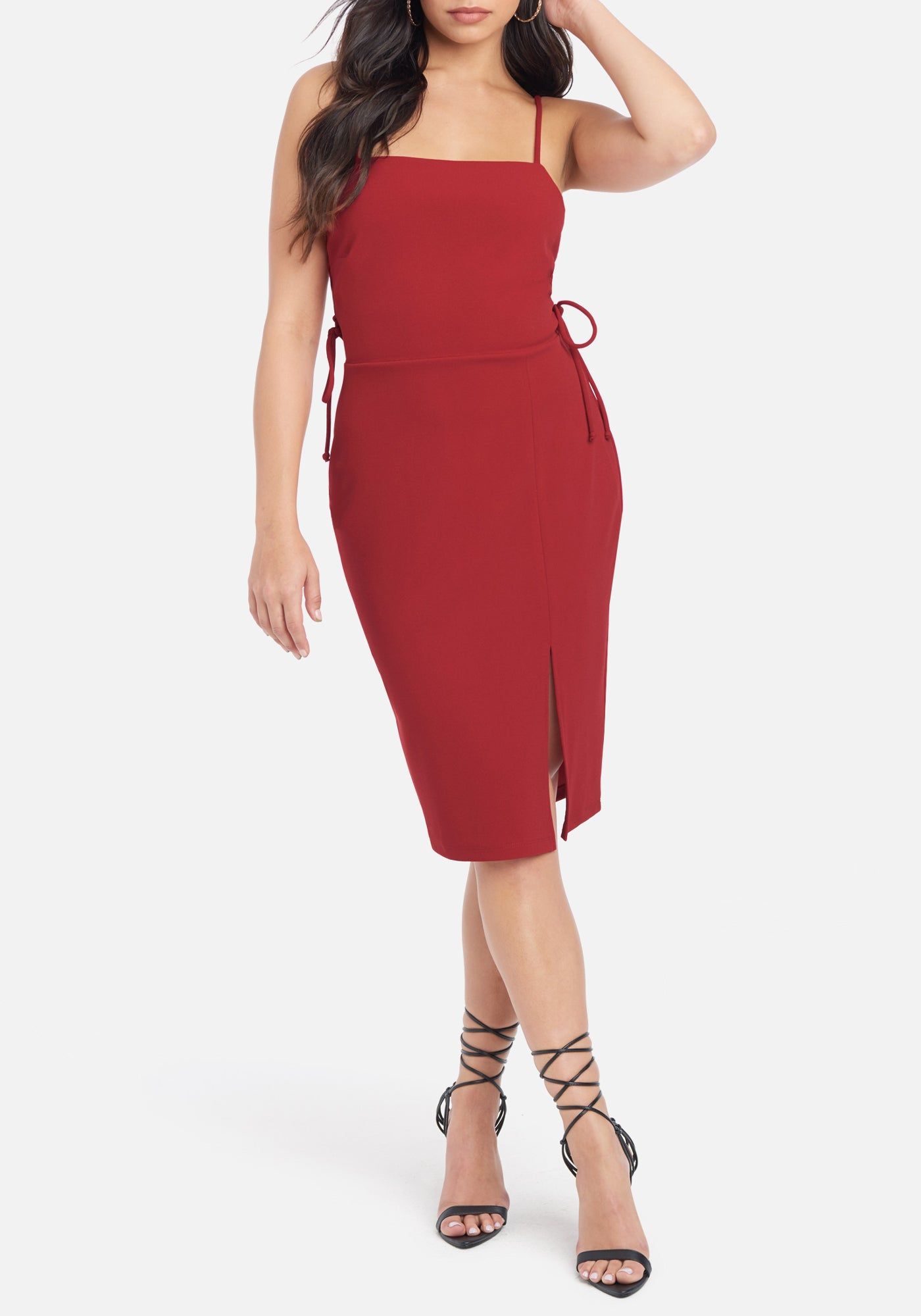 Side Lace Up Slit Dress sold by Bebe