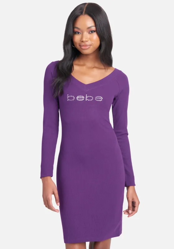 Crystal Logo Long Sleeve Dress sold by Bebe