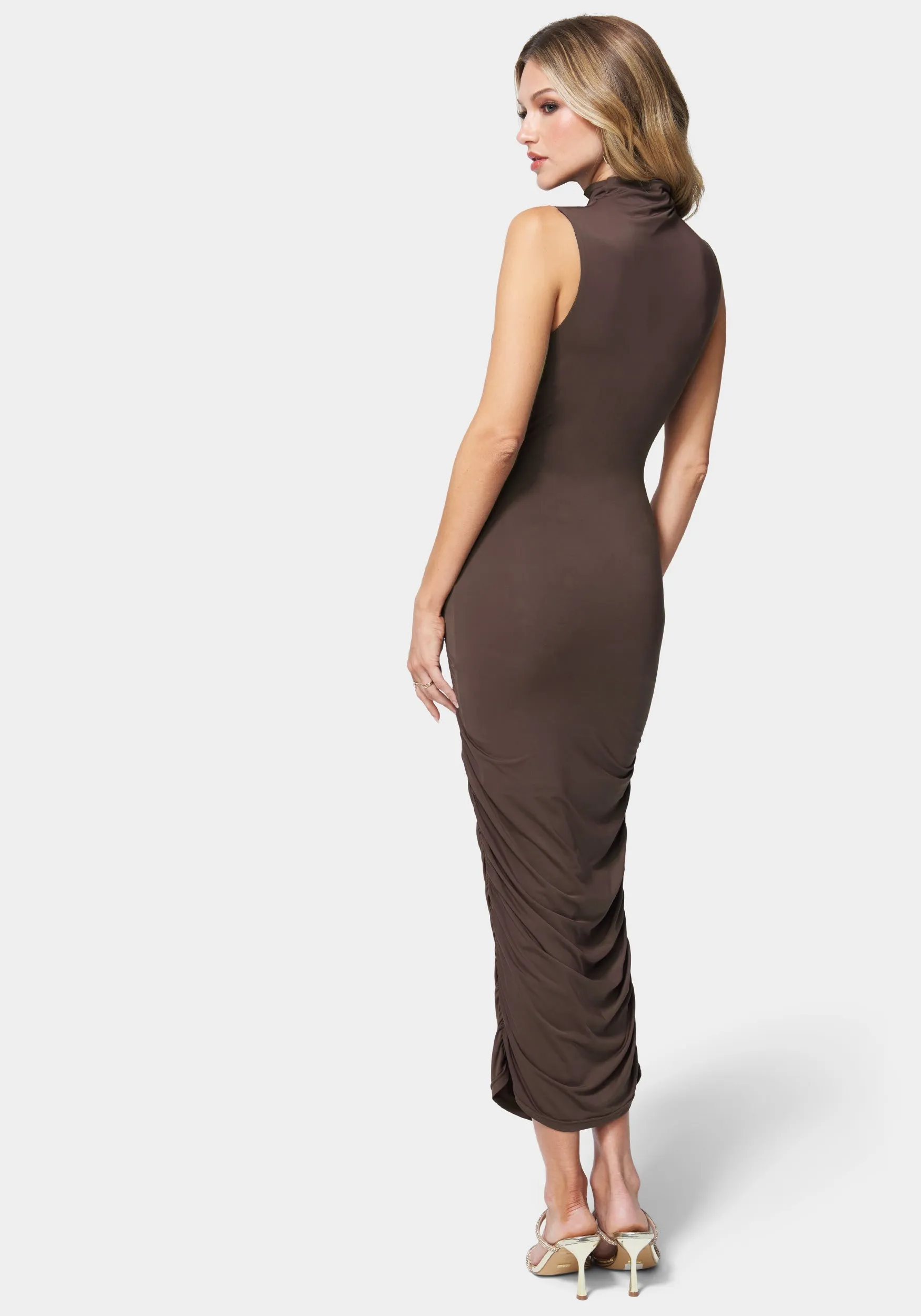 Mock Neck Shirred Midi Dress sold by Bebe product image thumbnail 3