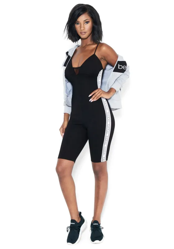 Bebe Logo Bodycon Plunge Romper sold by Bebe