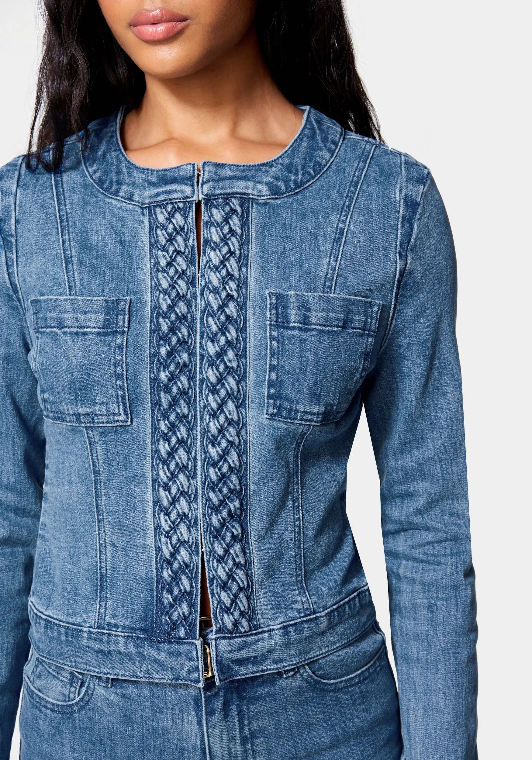 Braided Trim Denim Jacket sold by Bebe product image thumbnail 4