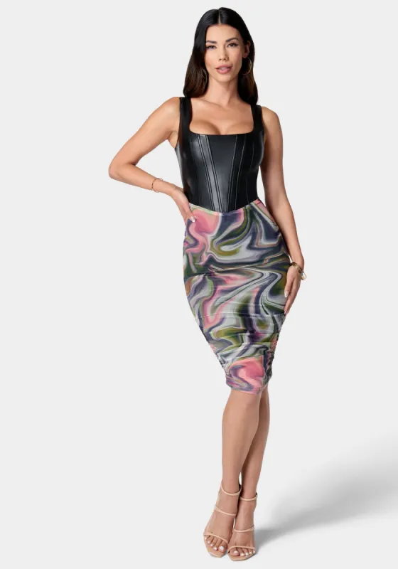 Square Neck Corset Dress sold by Bebe