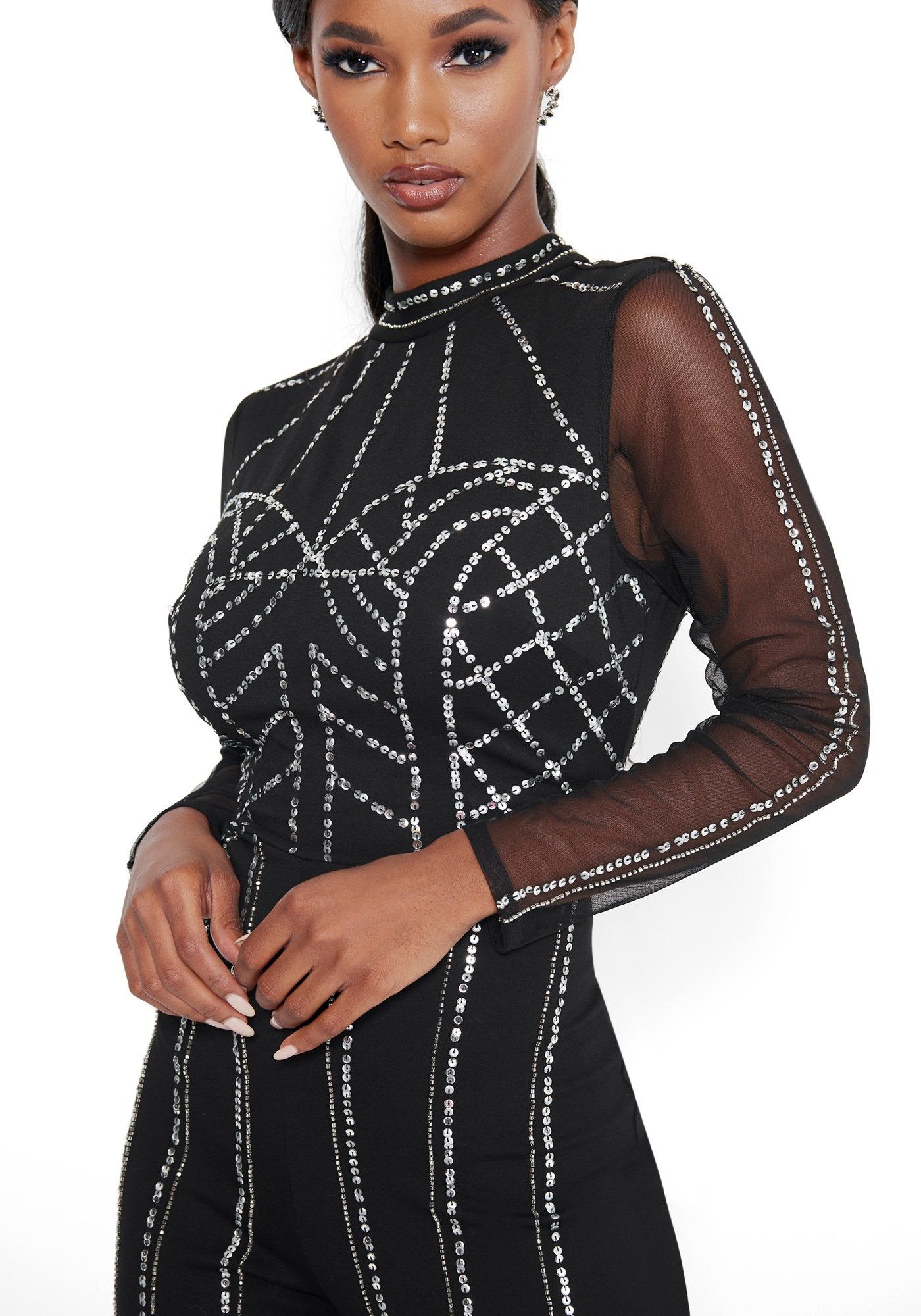 Sequin Detailed Jumpsuit sold by Bebe product image thumbnail 4