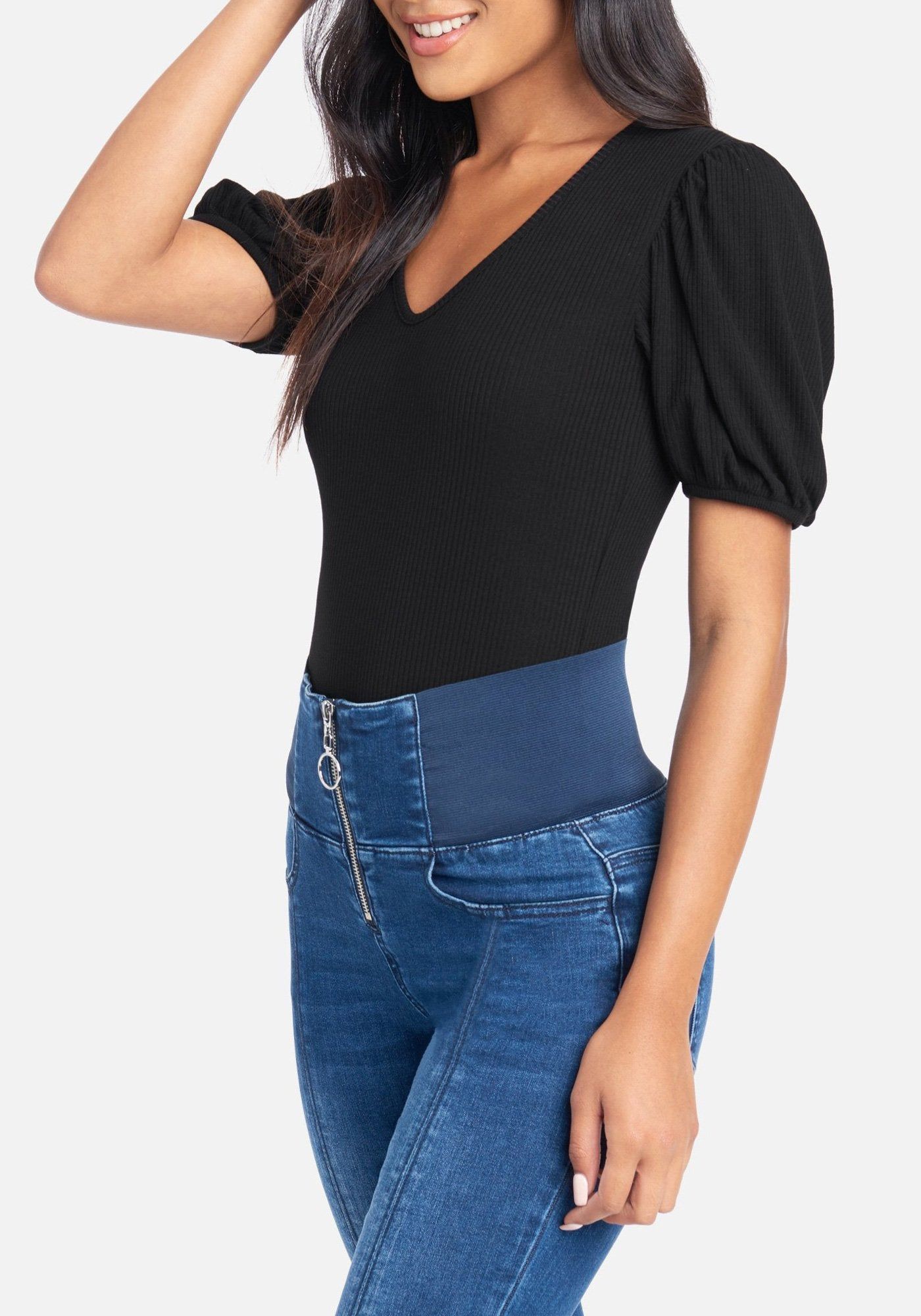 Puff Sleeve Rib Knit Top sold by Bebe product image thumbnail 2