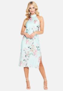 Printed Halter Neck Midi Dress sold by Bebe