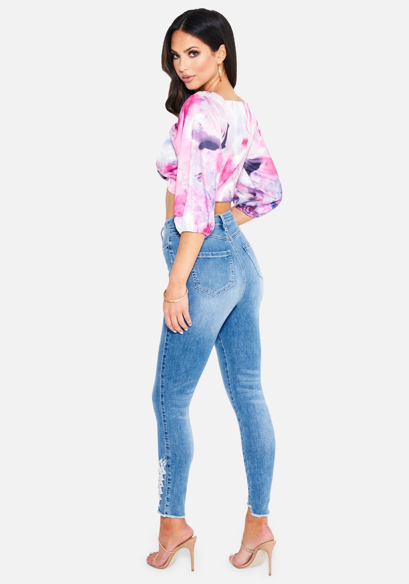 Ankle Lace Up Detail Skinny Jeans sold by Bebe product image thumbnail 3