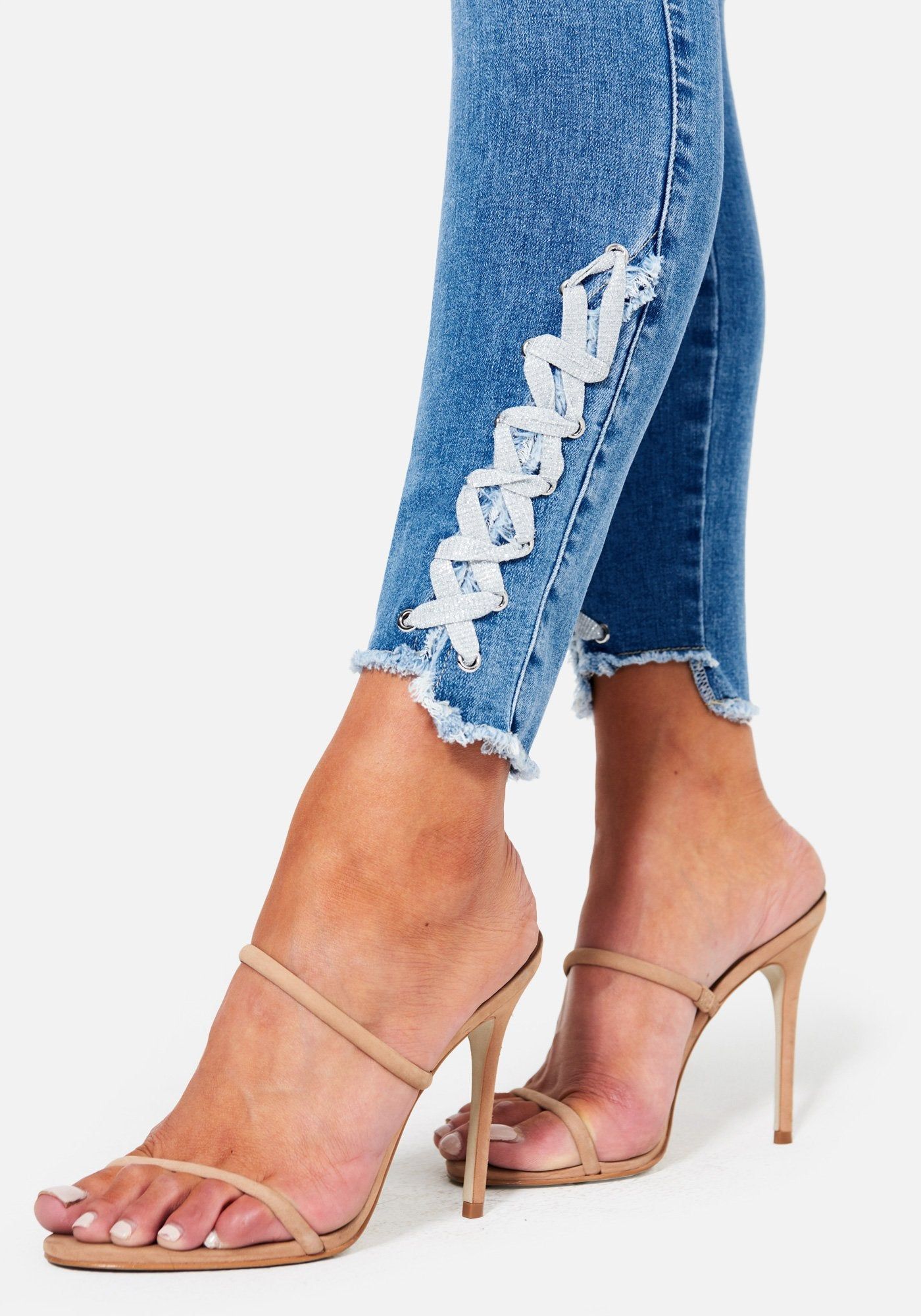 Ankle Lace Up Detail Skinny Jeans sold by Bebe product image thumbnail 4