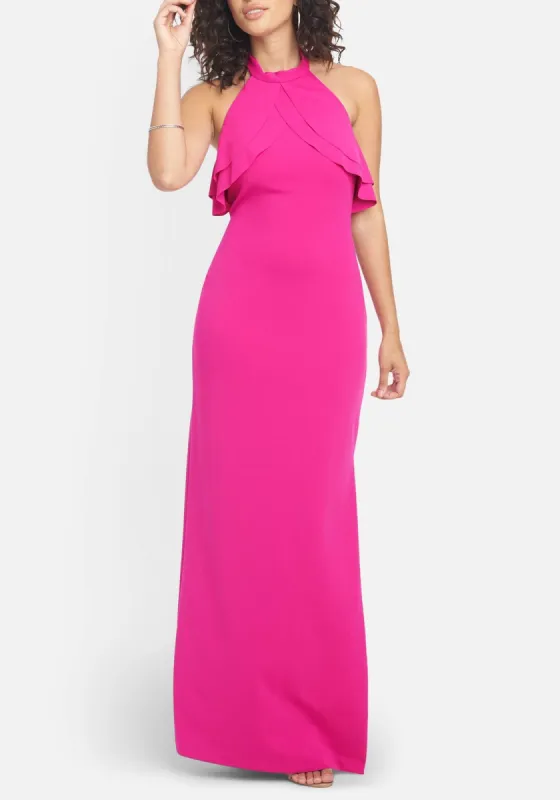 Double Ruffle Halter Neck Gown sold by Bebe