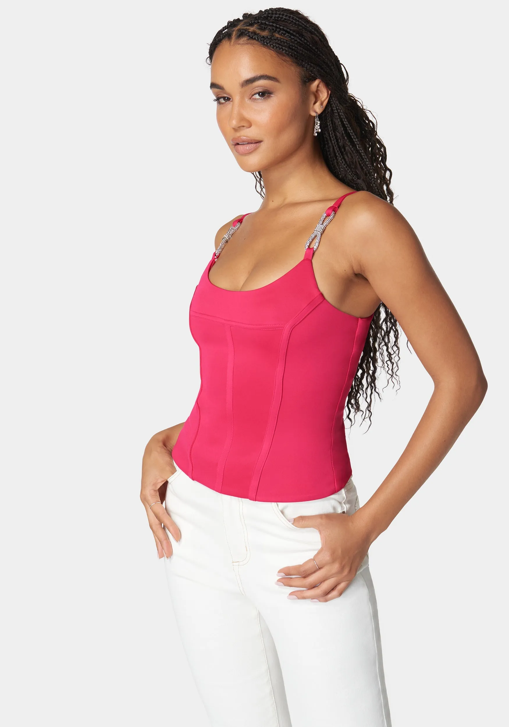 Scoop Neck Jewel Strap Bustier Knit Top sold by Bebe product image thumbnail 3