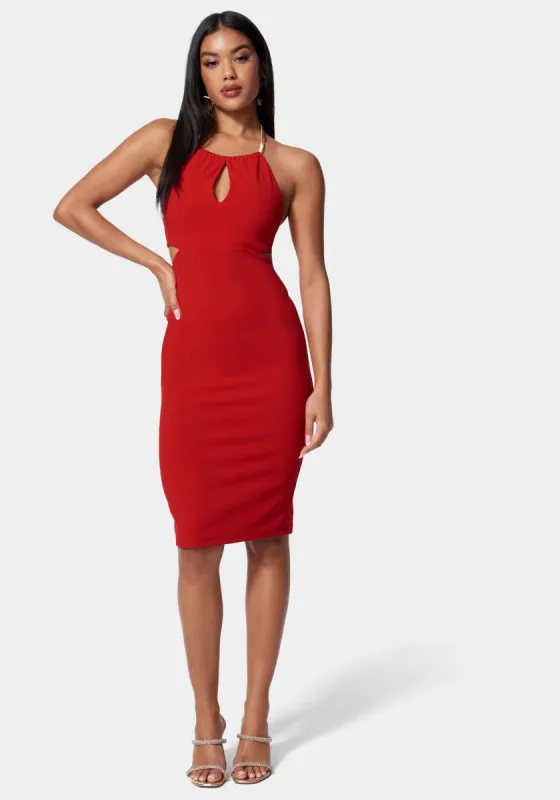 Cut Out Chain Strap Detail Dress sold by Bebe