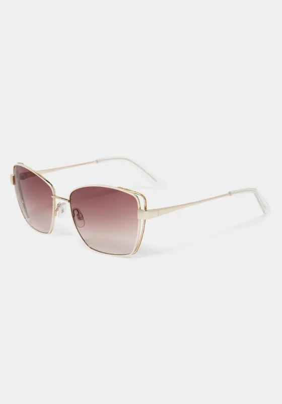 Gold Glitter Square Sunglasses sold by Bebe