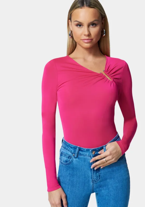 Asymmetrical U Ring Knit Top sold by Bebe