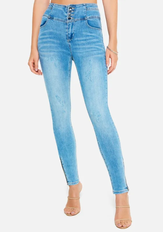 High Waisted Distressed Jeans sold by Bebe