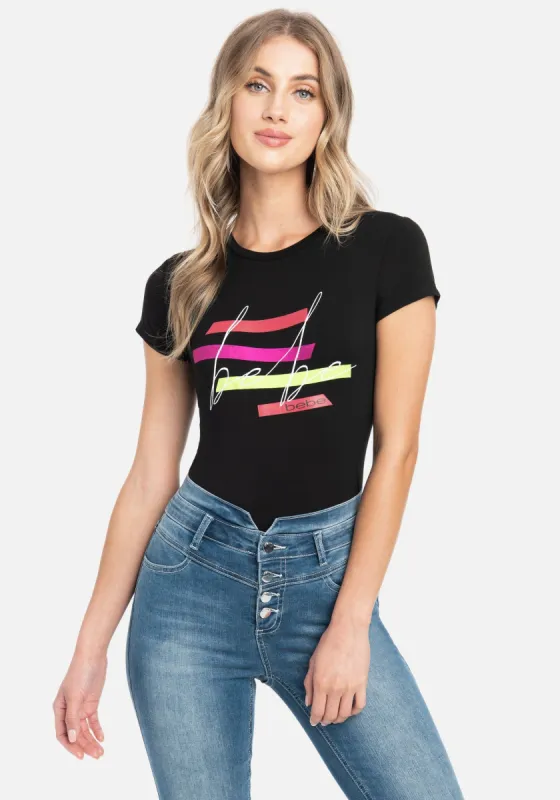 Bebe Logo Foil Print Tee sold by Bebe