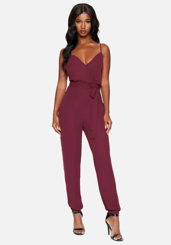 Smocked Cuff Woven Jumpsuit sold by Bebe