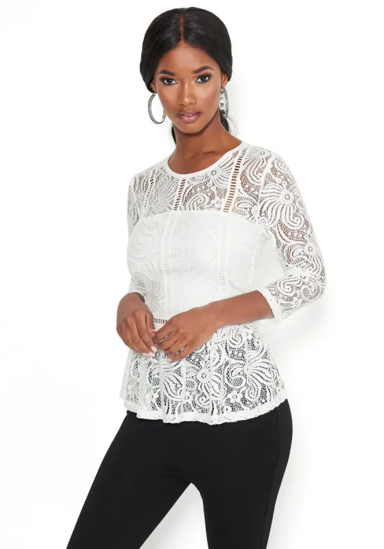 Lace Peplum Top sold by Bebe