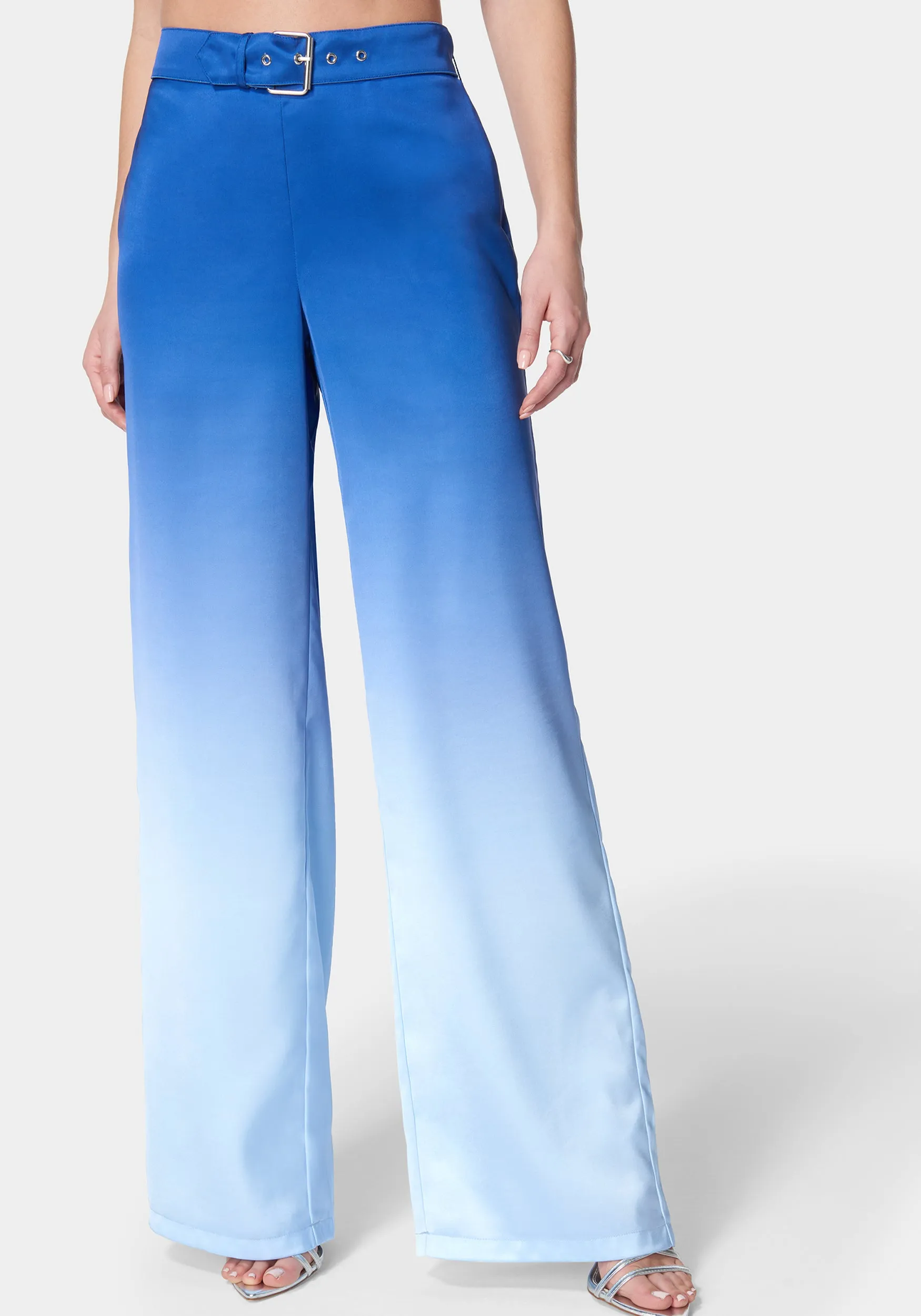 Ombre Satin High Waist Belted Palazzo Pant sold by Bebe product image thumbnail 2