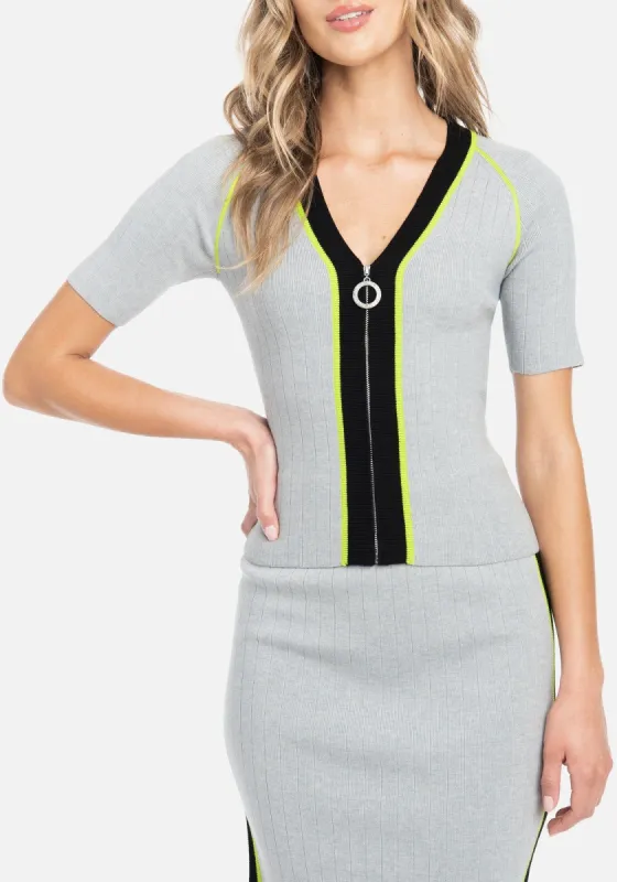 Ann Round Zip Pull Sweater Top sold by Bebe