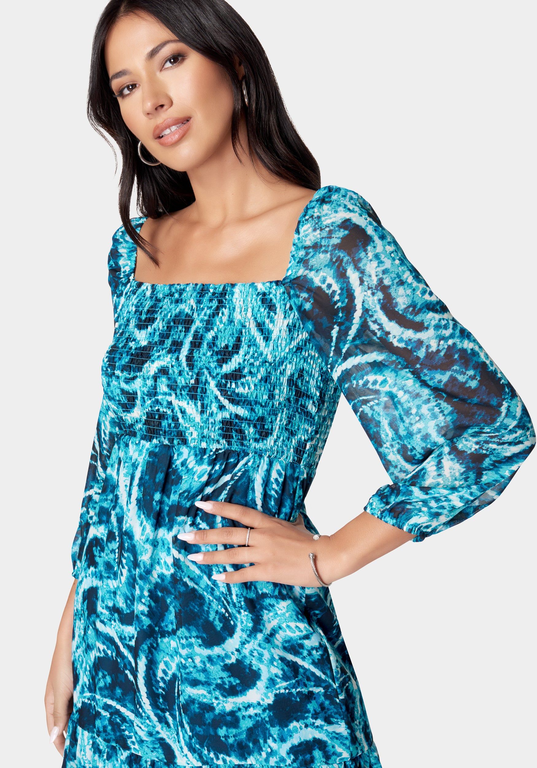 Printed Chiffon Midi Dress sold by Bebe product image thumbnail 4