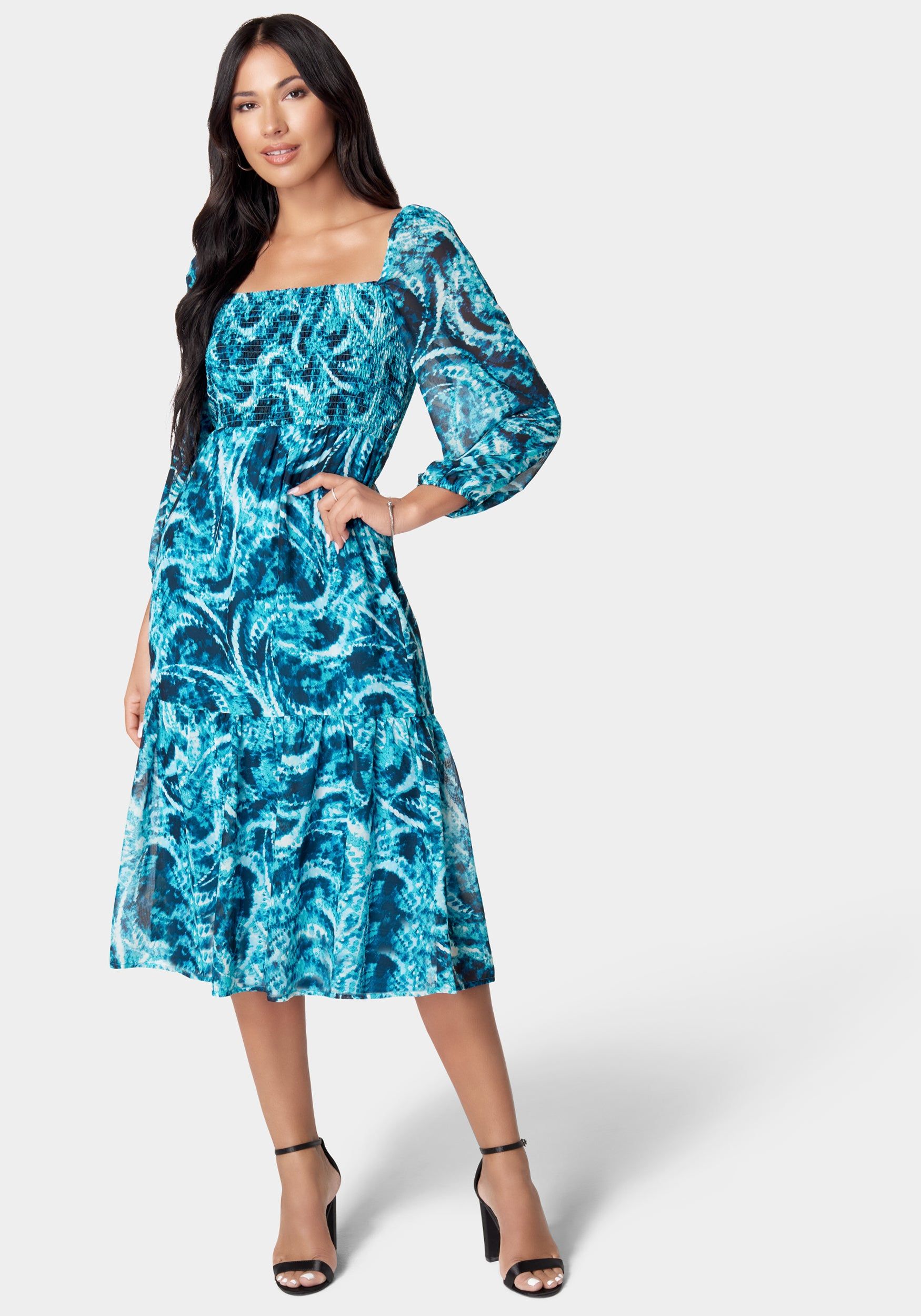 Printed Chiffon Midi Dress sold by Bebe
