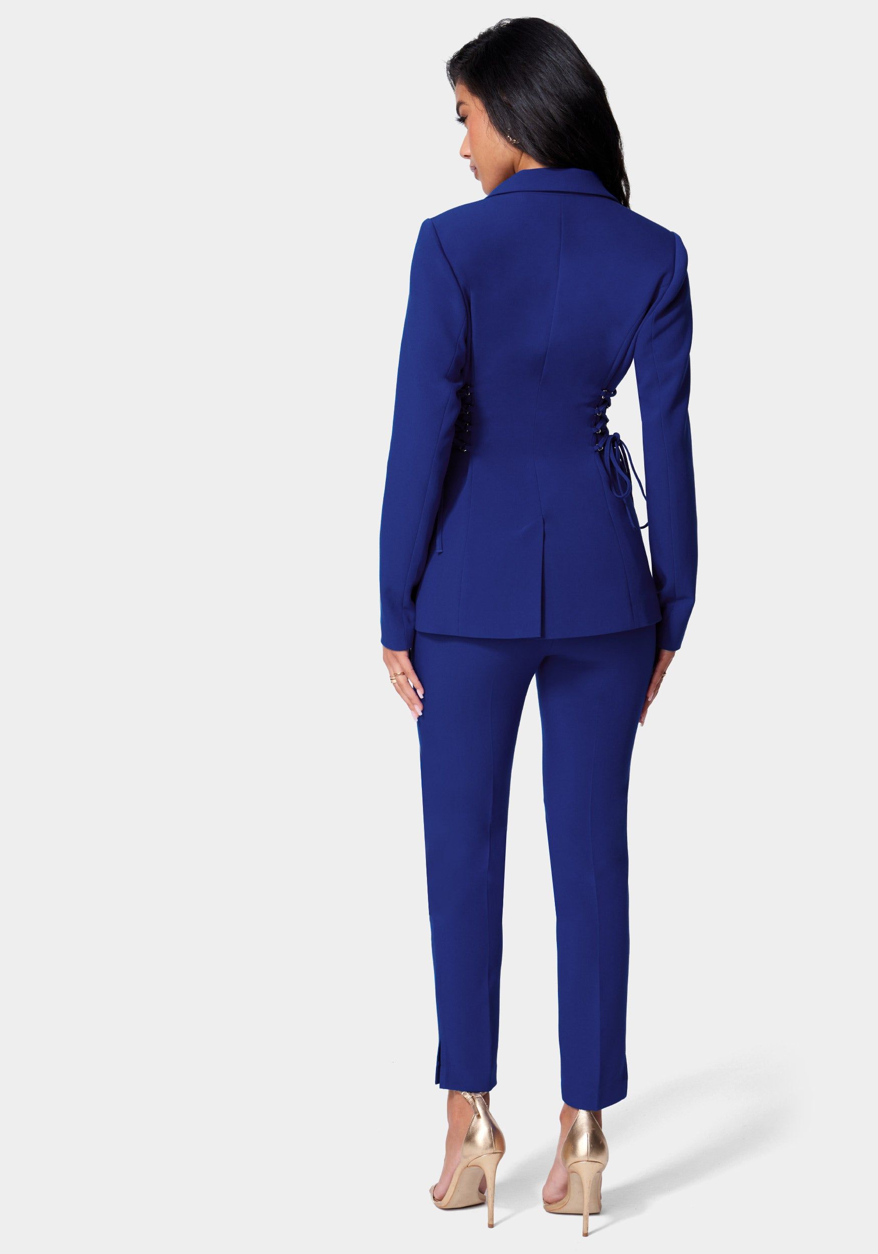 High Waist Belted Slim Leg Woven Twill Pant sold by Bebe product image thumbnail 3