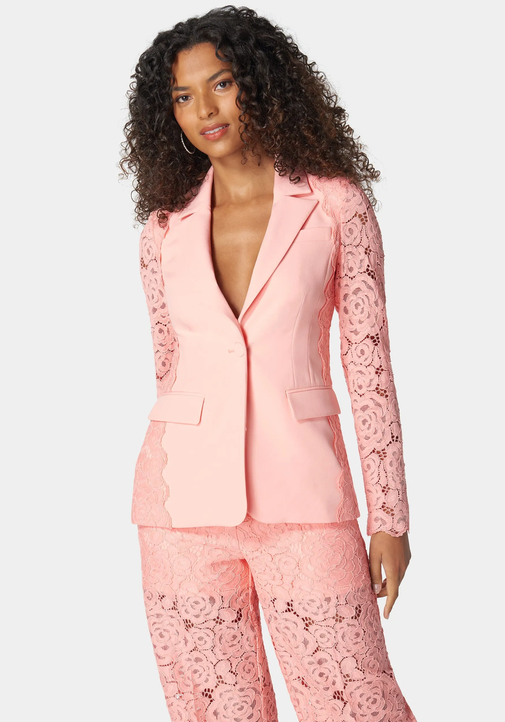 Lace Combo Tailored Jacket sold by Bebe