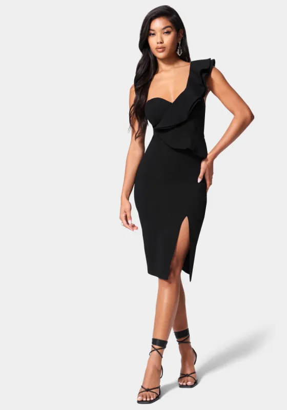 Ruffle Sleeve Midi Dress sold by Bebe