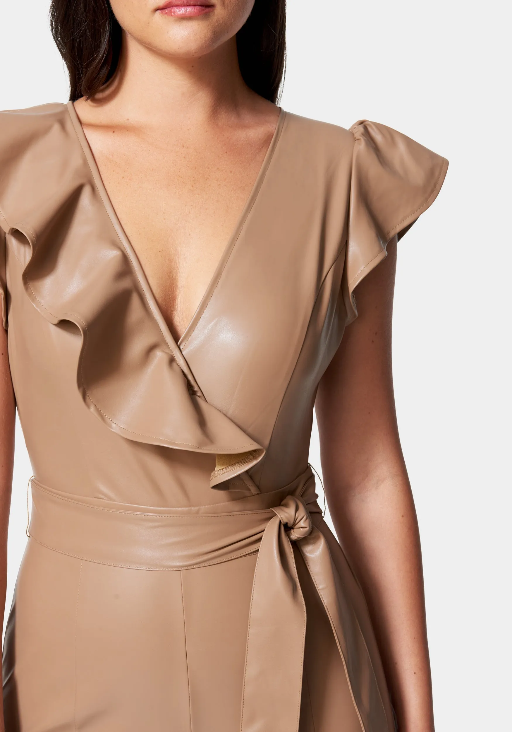 Vegan Leather Ruffle Jumpsuit sold by Bebe product image thumbnail 4