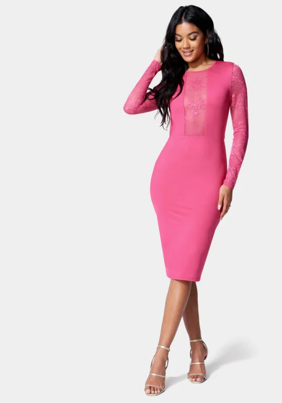 Lace Inset Midi Dress sold by Bebe