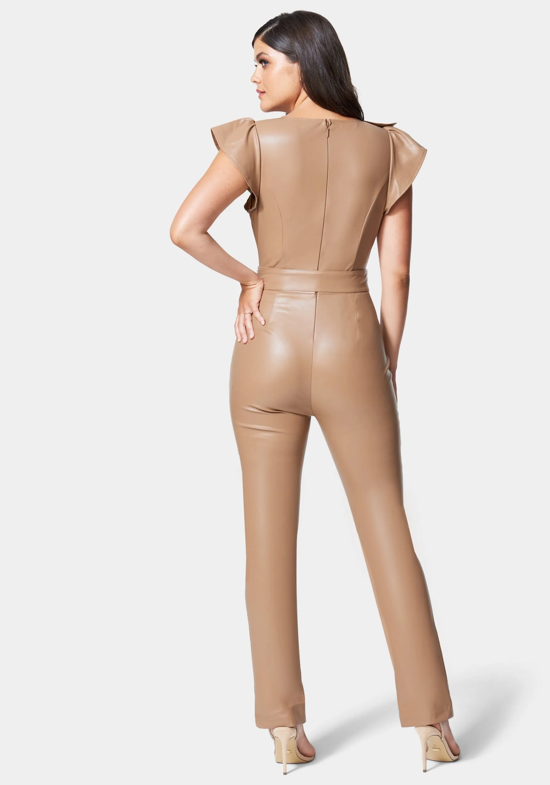 Vegan Leather Ruffle Jumpsuit sold by Bebe product image thumbnail 3