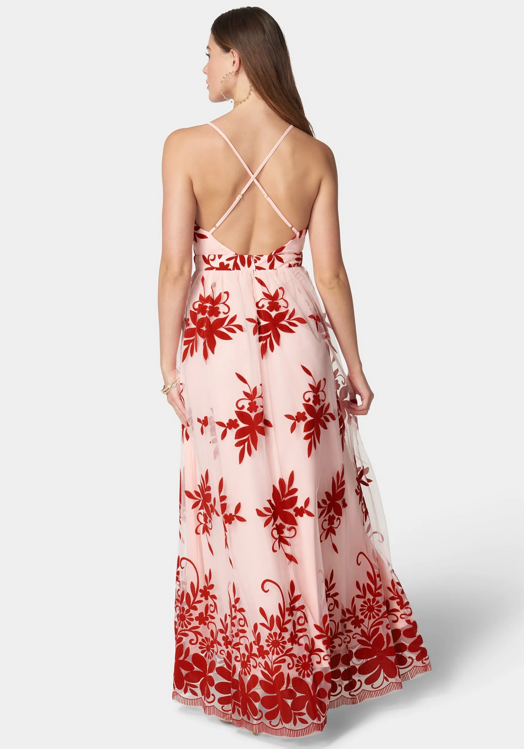 Plunge Neck Embroidered Maxi Dress sold by Bebe product image thumbnail 3