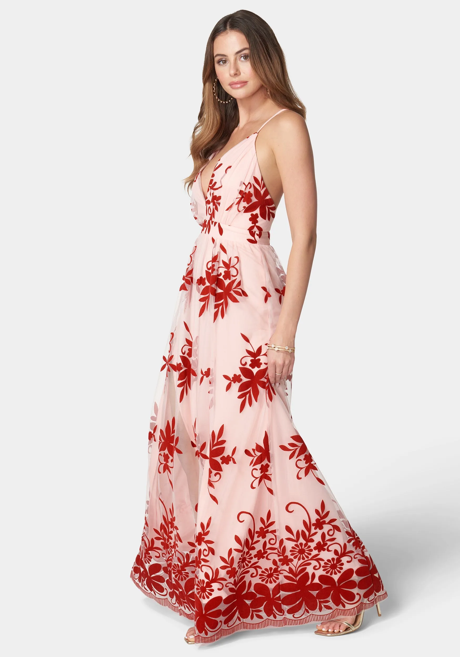 Plunge Neck Embroidered Maxi Dress sold by Bebe product image thumbnail 2