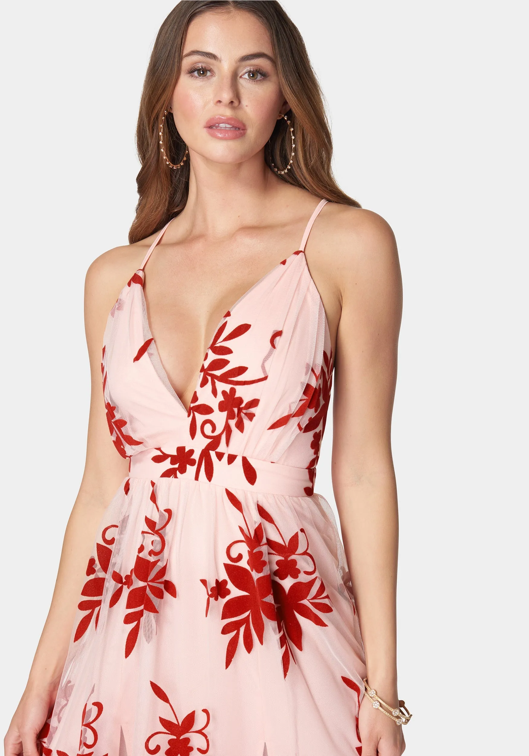 Plunge Neck Embroidered Maxi Dress sold by Bebe product image thumbnail 4