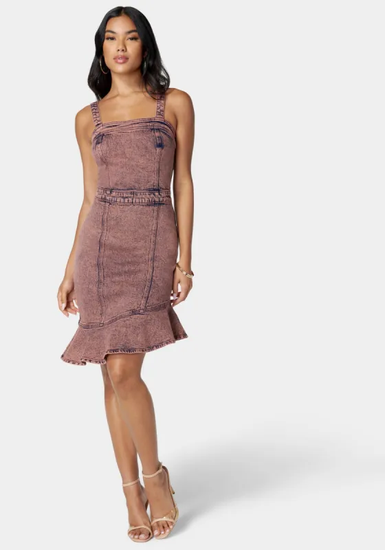 Asymmetric Hem Sleeveless Denim Dress sold by Bebe